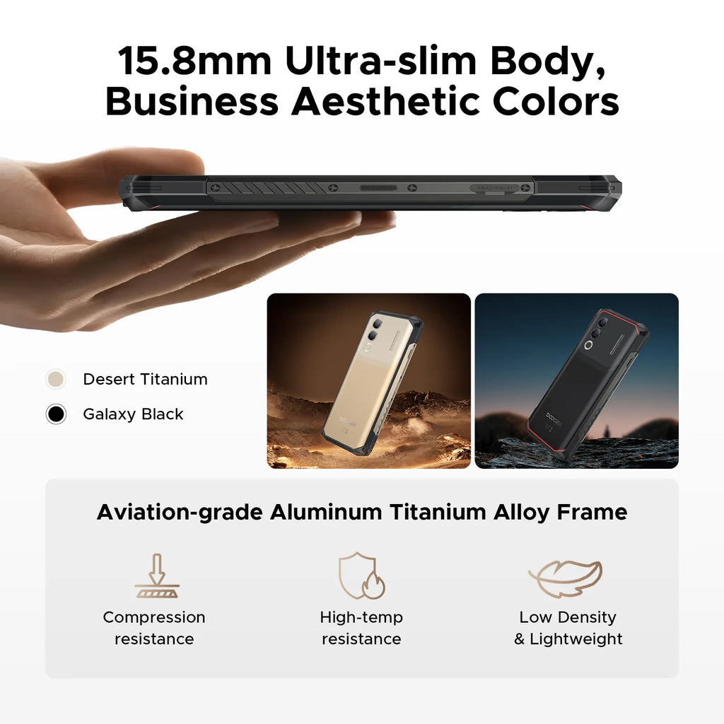DOOGEE Blade20 Turbo 5G Rugged phone  Dimensity 7050 2.6GHz & Gemini AI 32(8+24) GB+256GB Android 15 Rugged SmartPhone 10300mAh