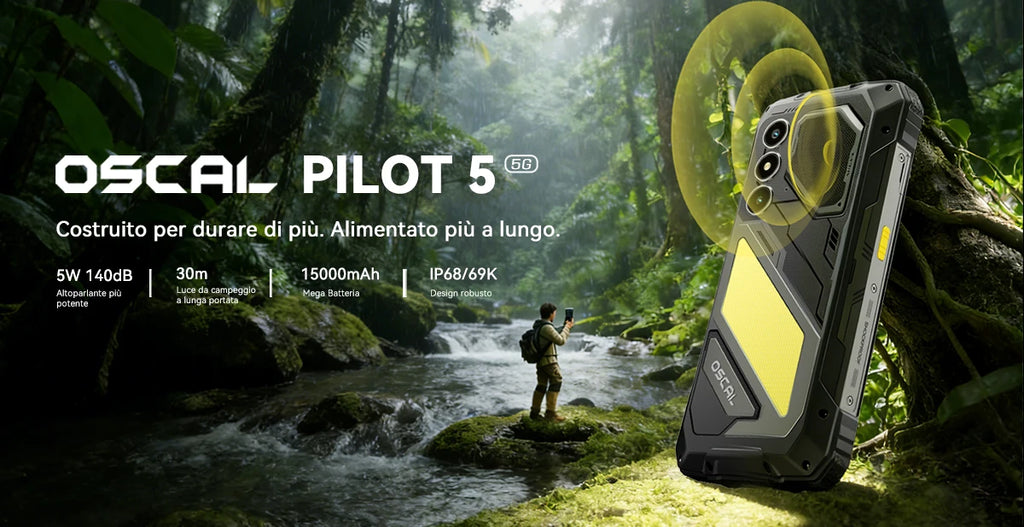 Blackview OSCAL PILOT 5 5G Rugged Phone AI Smartphone 6.67" 2.4K Display 120Hz Display UNISOC T8100 8GB 256GB15000Am Battery