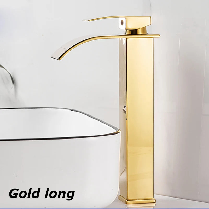 Bathroom Copper Core Waterfall Basin Faucet Stainless Steel Kitchen Wash Basin Hot and Cold Dual Control Faucet