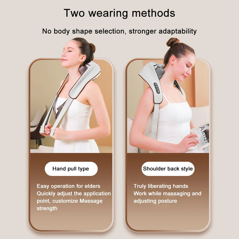 USB- Deep Tissue Massager with Heating & Portable Heating - Wireless Full Body Suitable for Neck, Back, Shoulders, Legs
