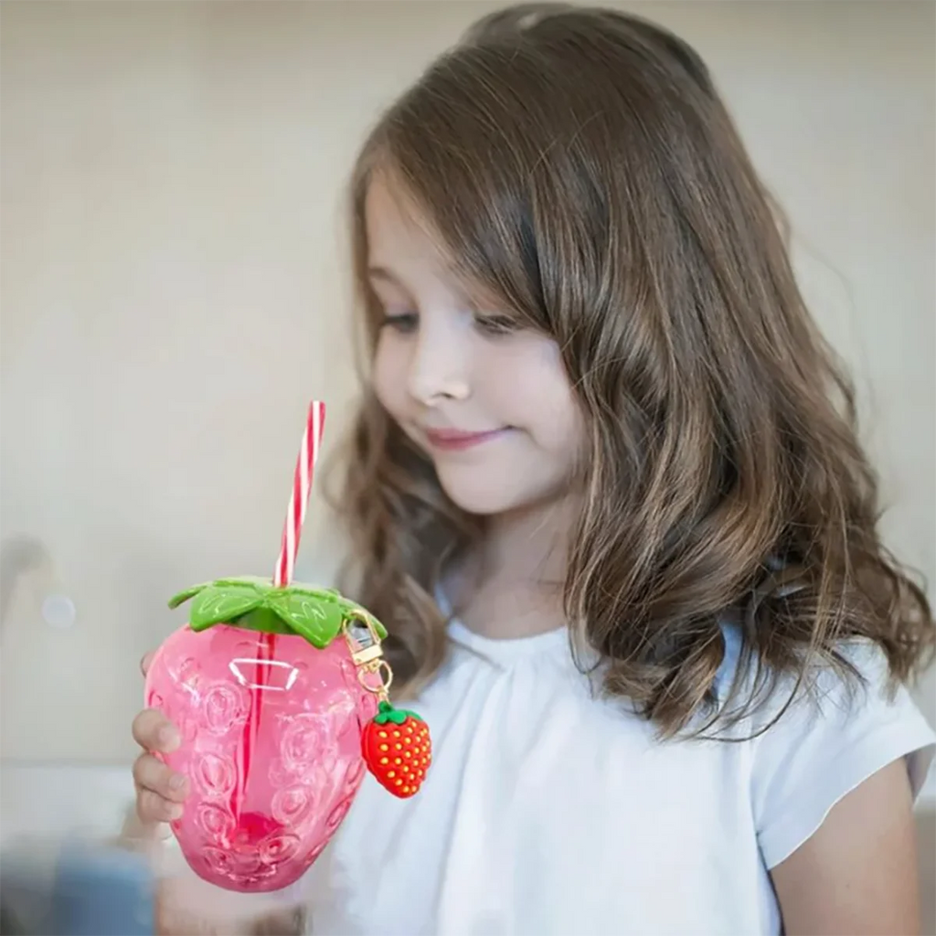 1pc Strawberry Straw Cup Cute Cartoon Strawberry Straw Cup Fruit shaped Suitable for Summer Beach, Juice Cup, Beverage Cup