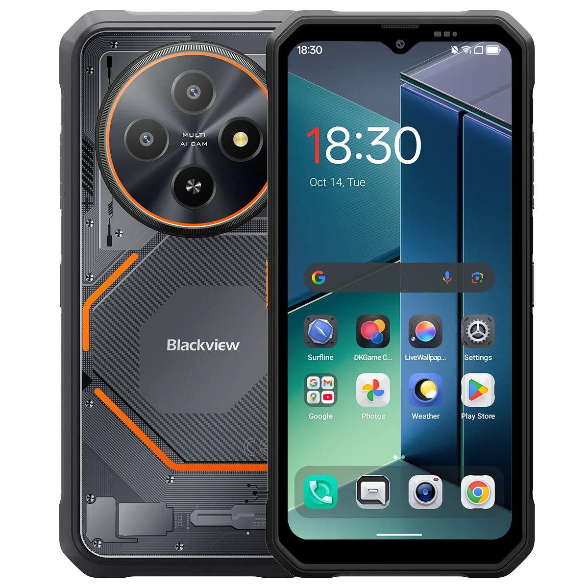 Blackview Fort 2 Rugged Phone Android 15 Smartphone, 6.5"HD+90Hz Dispaly, IP69K Waterproof 16MP+13MP Camera, NFC/OTG/GPS