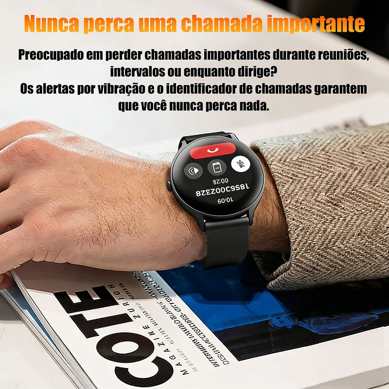 Smartwatch Round Screen 1,38 "Touch Sports Modes Calls and Messages Gift Men Women
