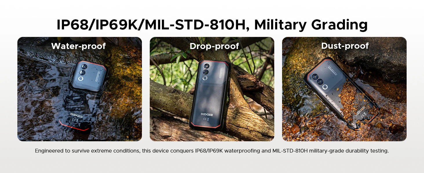 DOOGEE Blade20 Turbo 5G Rugged Phone 6.6" Gemini Al Dimensity 7050 10300mAh 8GB 256GB 50MP Camera Android 15 NFC Mobile Phone