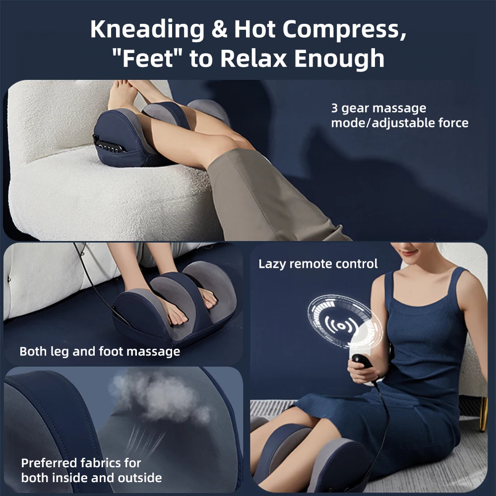 Shiatsu Foot Massager with Heat Hot Compress Muscles Vibrator Pain Relief Kneading Rolling for Feet Calf Leg Arm for Mom Dad Gift