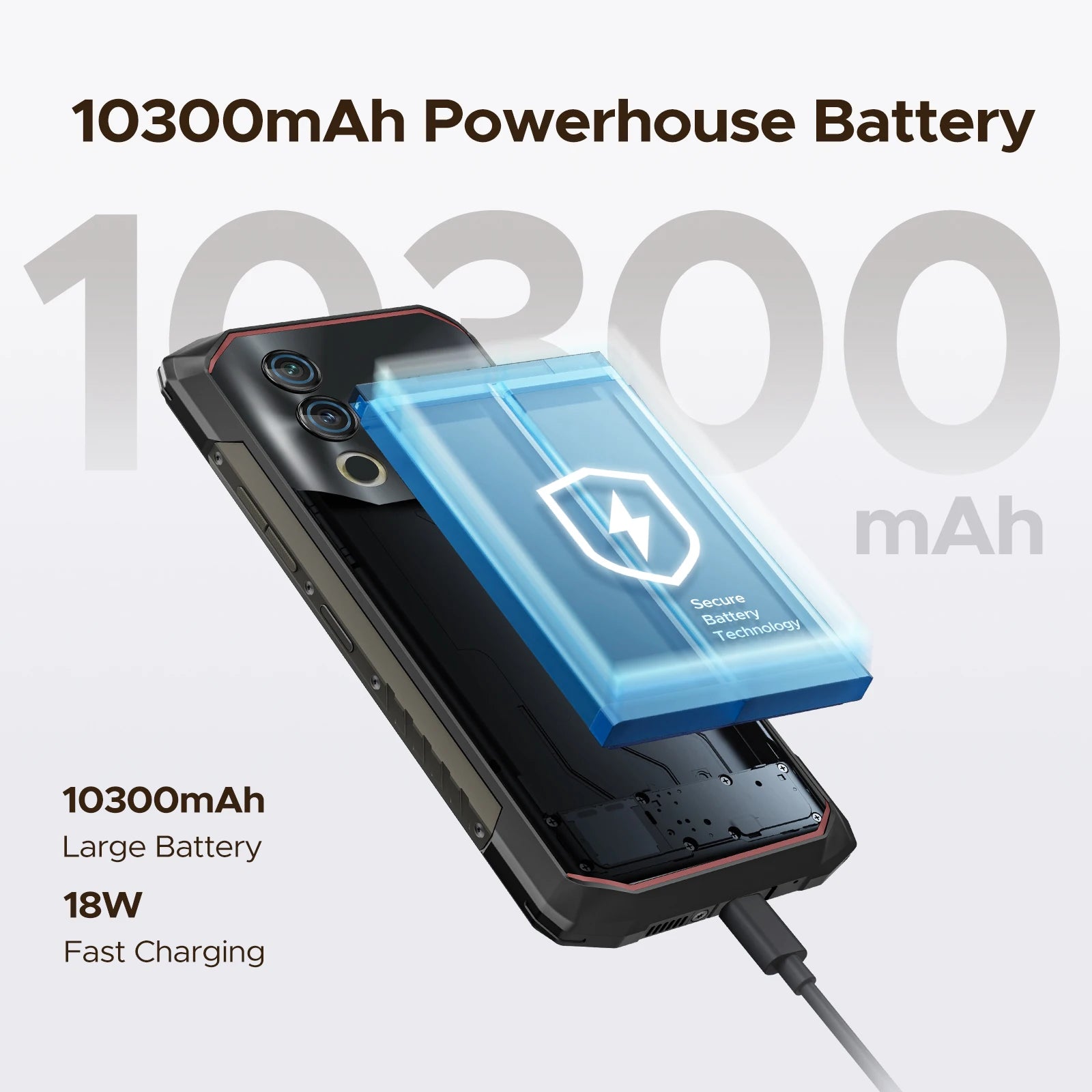 DOOGEE Blade10 Power Rugged Smartphone 24GB(6+18) + 256GB/2TB Android 16 with 10300mAh Rugged Phone 6.6''HD+90Hz 50MP Camera