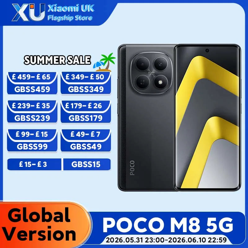 Global Version POCO M8 5G Snapdragon 6 Gen 3 Processor Smartphone 6.77" AMOLED Display 50MP Main Camera 5520mAh (typ) Battery 45