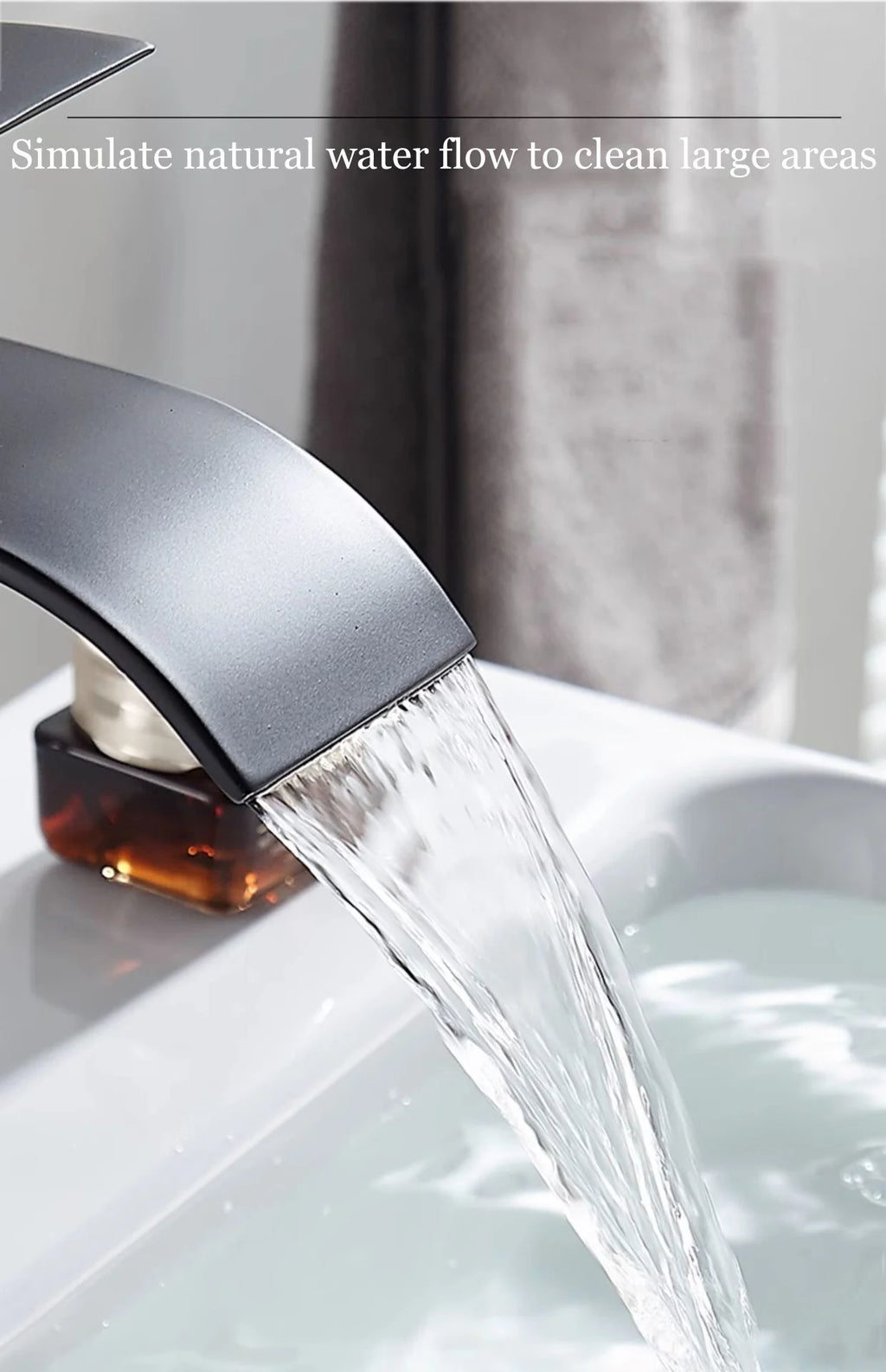 Bathroom Copper Core Waterfall Basin Faucet Stainless Steel Kitchen Wash Basin Hot and Cold Dual Control Faucet