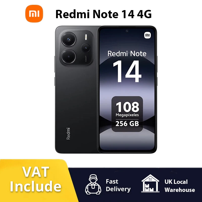 Smartphone Xiaomi Redmi Note 14 4G European Version 128GB/256GB MTk Helie G99-Ultra AMOLED Display 6.67" 120Hz 108MP Main Camera 33W Chargi