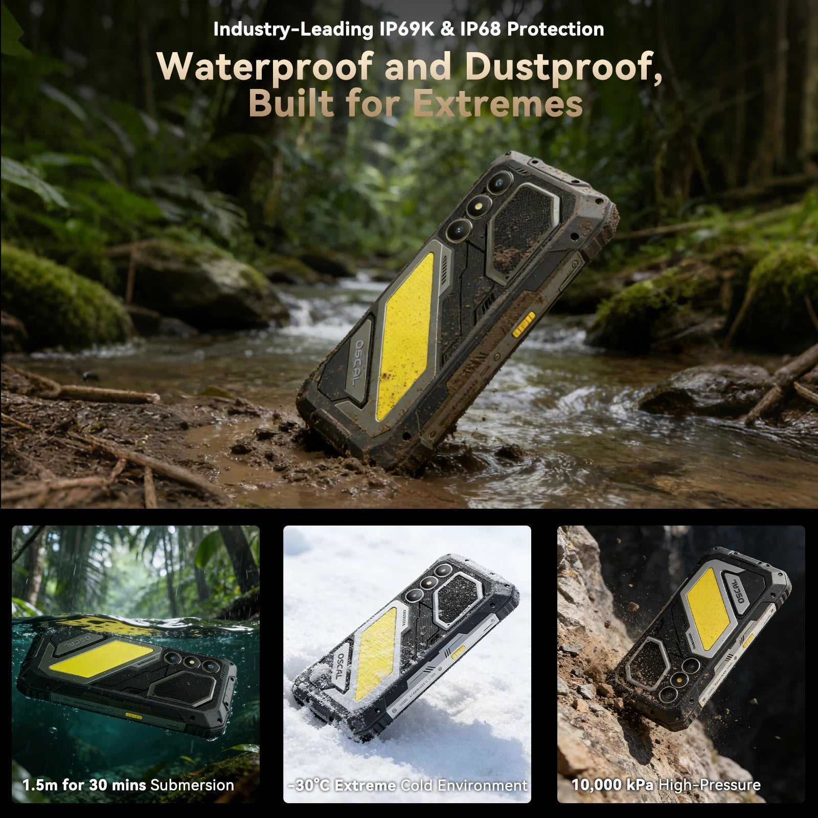 Blackview OSCAL PIOLT 5 5G Rugged Phone 6.67" HD Display 120Hz Android 16 Samrtphone RAM 8GB+ROM256GB 8MP+13MP Camera 15000mAh
