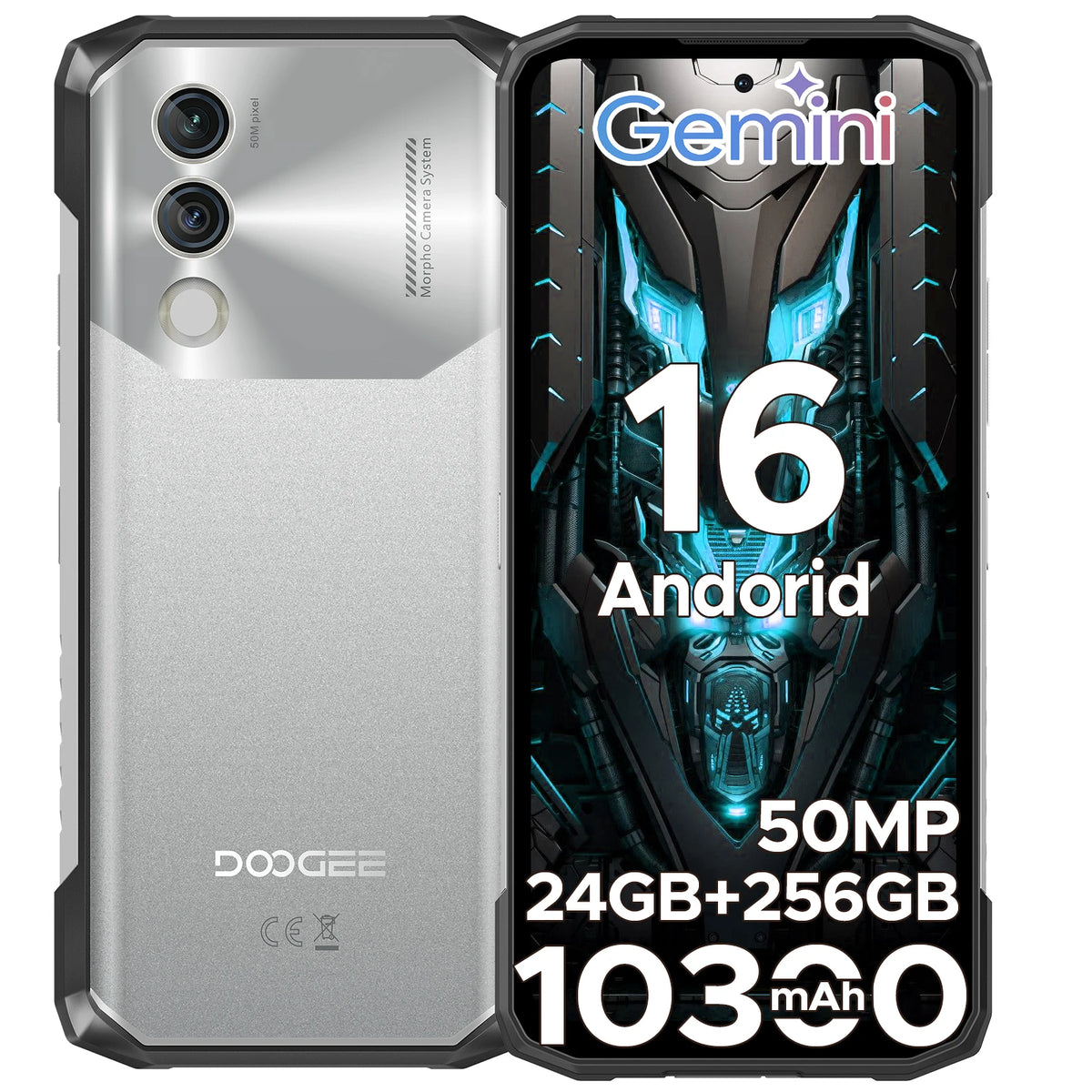 DOOGEE Blade10 Power Rugged Smartphone 24GB(6+18) + 256GB/2TB Android 16 with 10300mAh Rugged Phone 6.6''HD+90Hz 50MP Camera