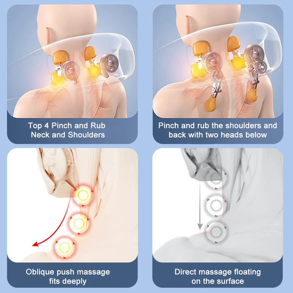 USB- Deep Tissue Massager with Heating & Portable Heating - Wireless Full Body Suitable for Neck, Back, Shoulders, Legs