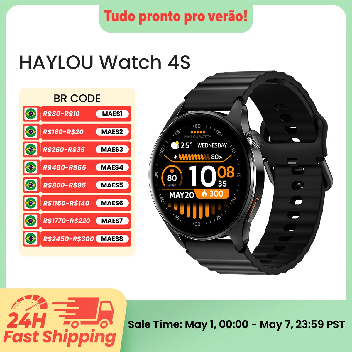 HAYLOU Watch 4S GPS Smartwatch 1.43” HD AMOLED Display 5 Satellite GPS Positioning 120+ Workout Modes Sport Fitness Smart Watch