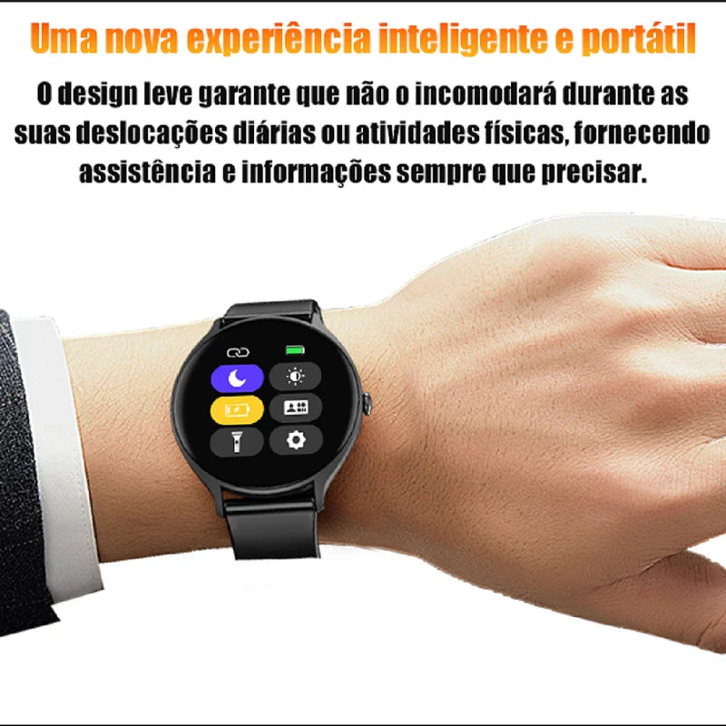 Smartwatch Round Screen 1,38 "Touch Sports Modes Calls and Messages Gift Men Women