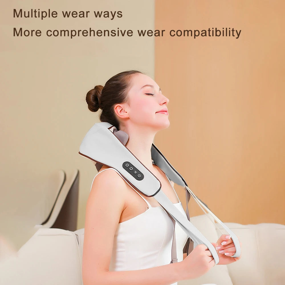 USB- Deep Tissue Massager with Heating & Portable Heating - Wireless Full Body Suitable for Neck, Back, Shoulders, Legs