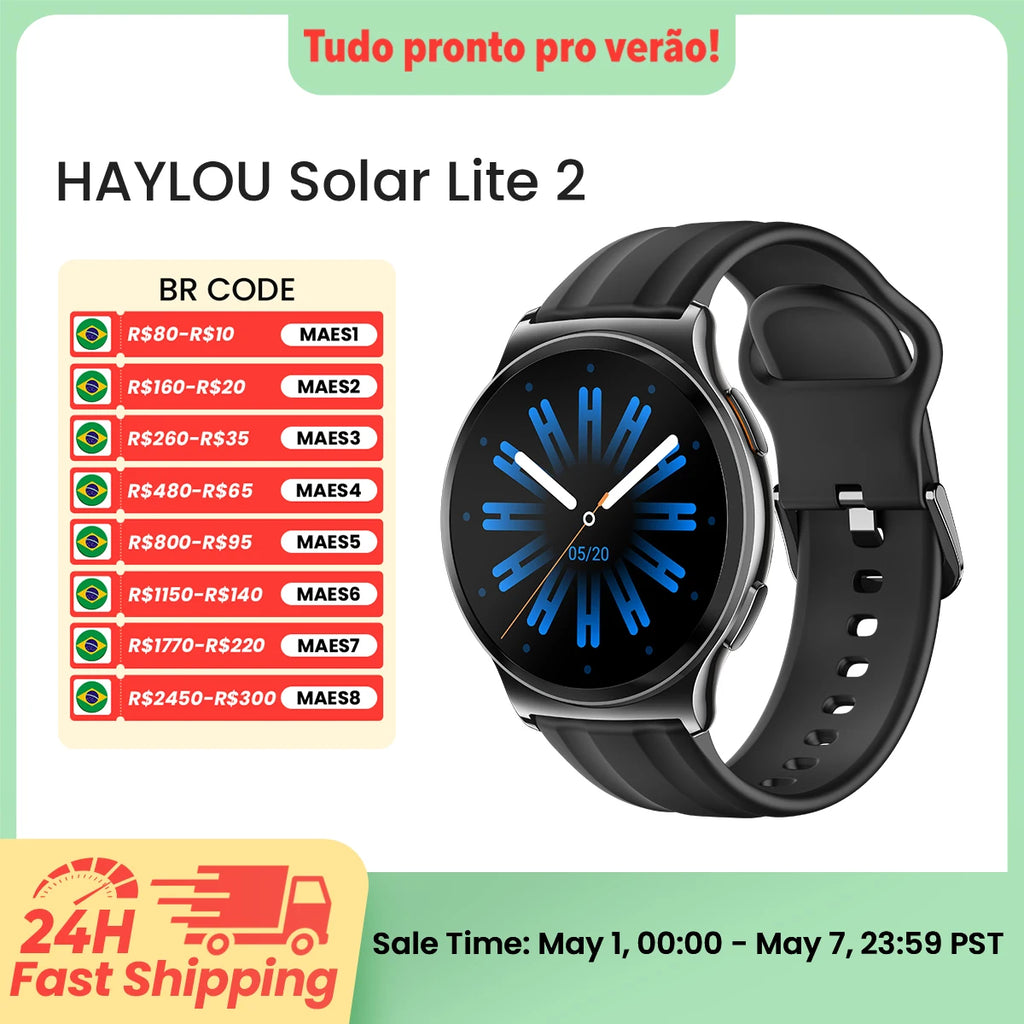 HAYLOU Solar Lite 2 Smartwatch 1.43'' AMOLED Display 24h Health Monitoring 150+ Sports Modes Voice Calling Smart Watch 1ATM
