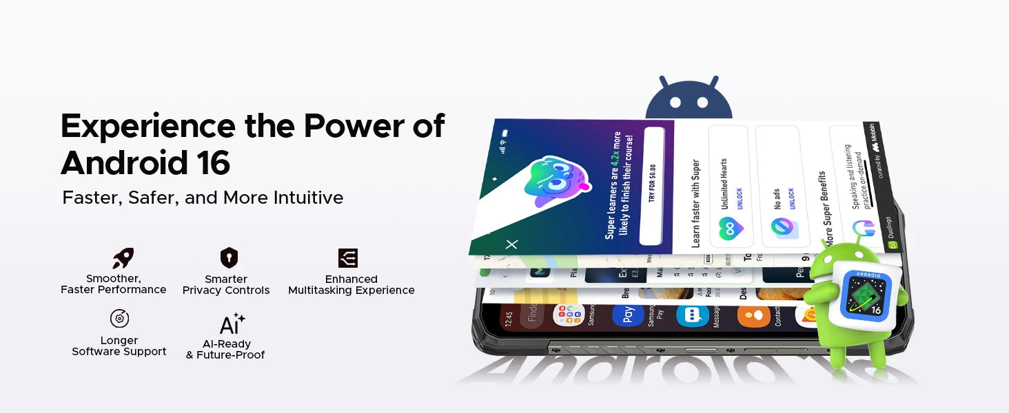DOOGEE Blade10 Power Rugged Smartphone 24GB(6+18) + 256GB/2TB Android 16 with 10300mAh Rugged Phone 6.6''HD+90Hz 50MP Camera