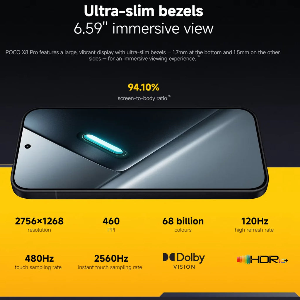 Global Version POCO X8 Pro Dimensity 8500-Ultra Processor Smartphone 6.59" 1.5K 120Hz Display 6500mAh(typ)  100W HyperCharge