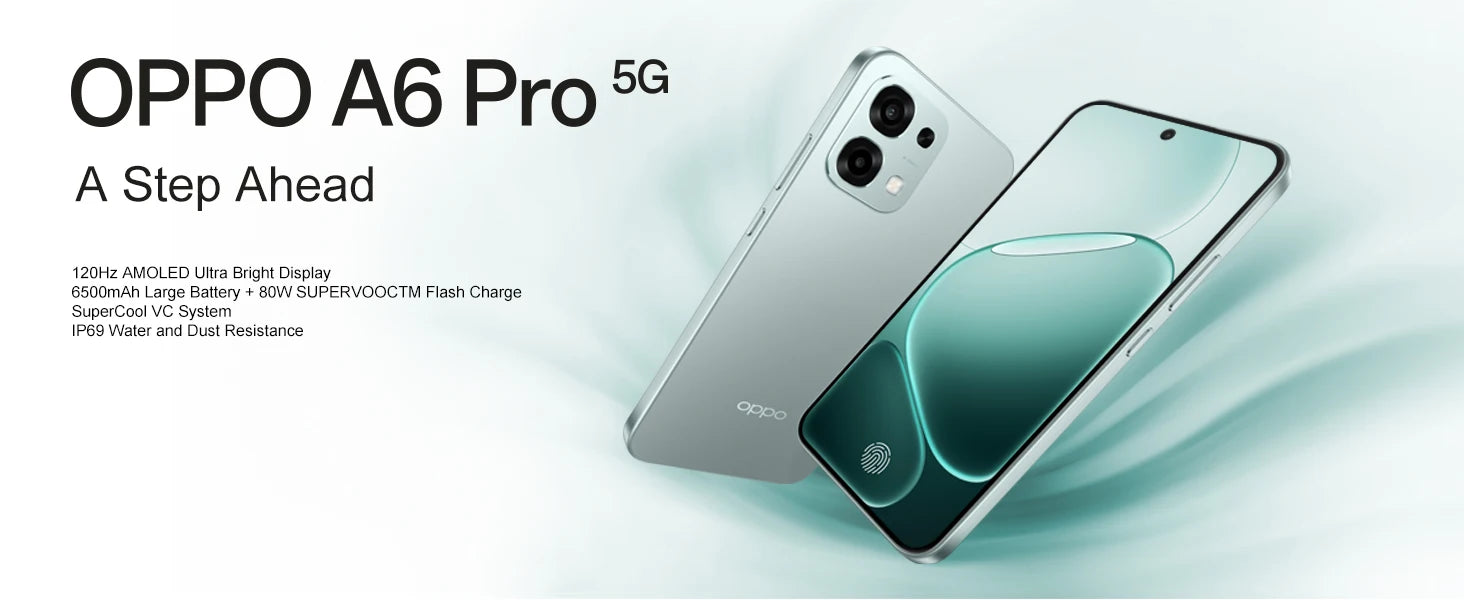 SIM Free OPPO A6 Pro 5G 8GB+256GB Mobile Phones 6500mAh 80W battery IP69 Water and Dust Resistance smart phone