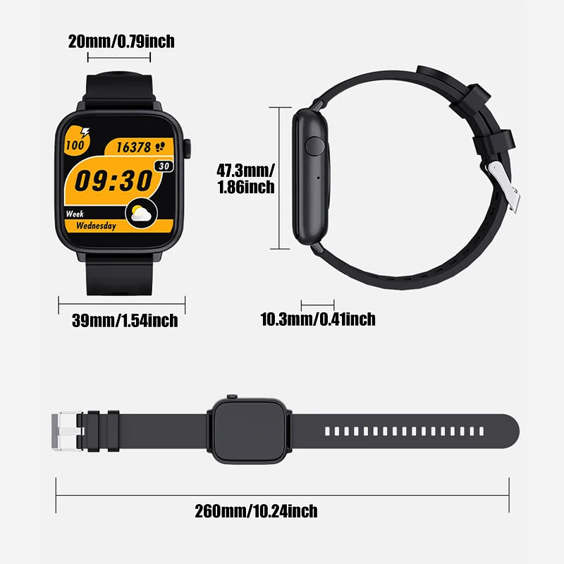 XIYUVEAR X12 Smartwatch 1,83 Touch Screen Calculator Sports Modes Messages Calls For Android IOS Men Women