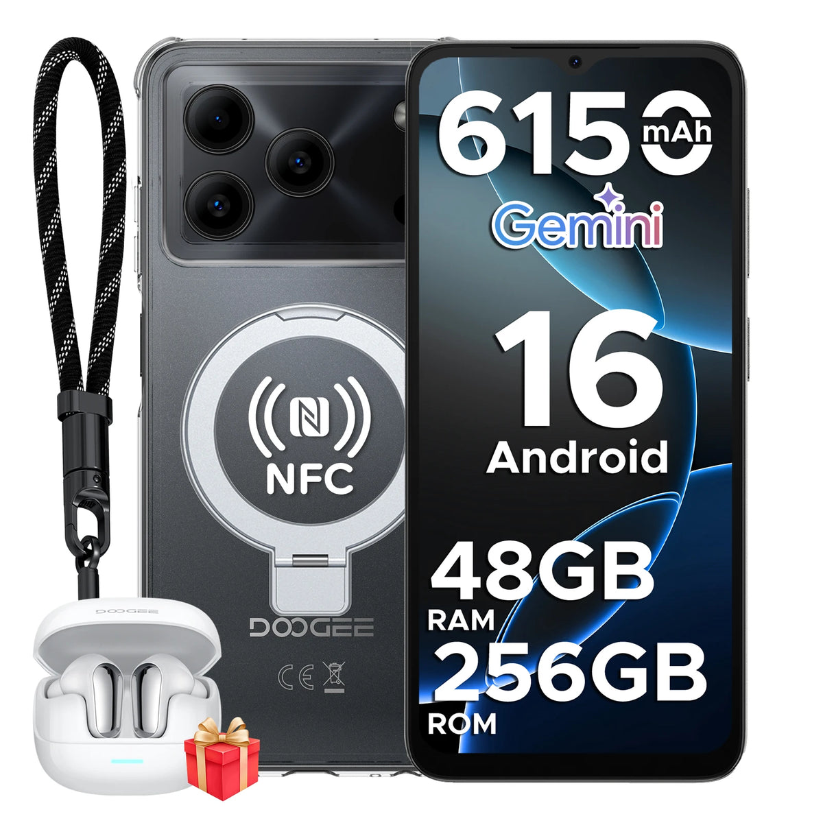 DOOGEE Note 56 Plus Android 16 Mobile Phones 48GB + 256GB/2TB  6150mAh & 6.56 HD+ 90Hz Display Smartphone 50MP Camera/NFC/OTG