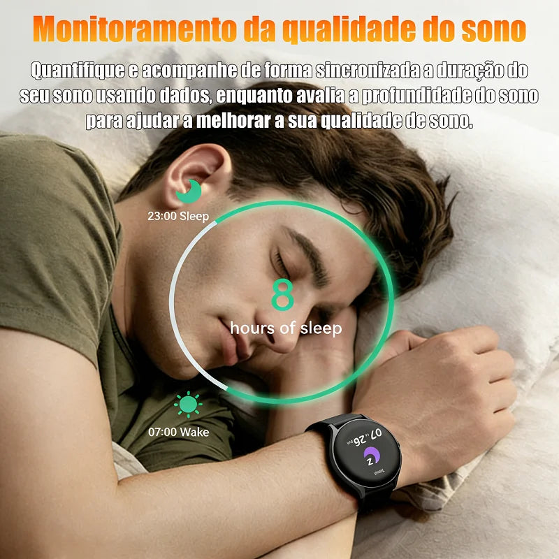 Smartwatch Round Screen 1,38 "Touch Sports Modes Calls and Messages Gift Men Women