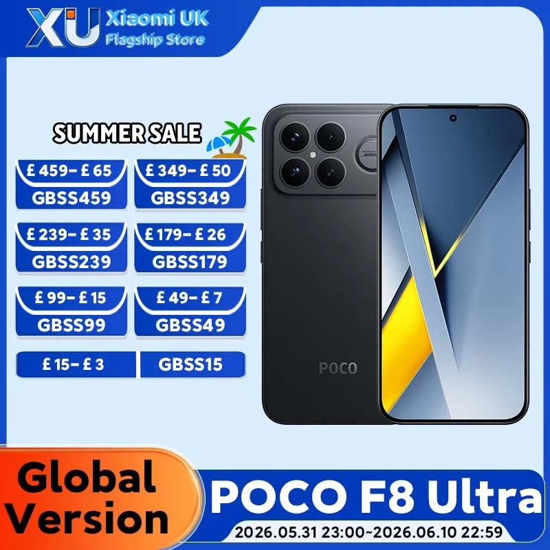 Global Version POCO F8 Ultra Snapdragon 8 Elite Gen 5 Smartphone 6.9" 120Hz AMOLED Display 6500mAh 100W Battery POCO Telephone