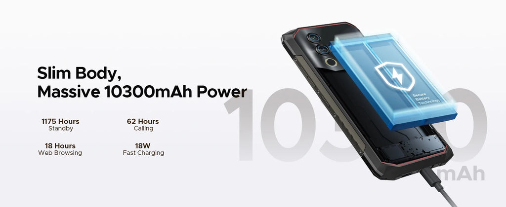 DOOGEE Blade10 Power Rugged Smartphone 24GB(6+18) + 256GB/2TB Android 16 with 10300mAh Rugged Phone 6.6''HD+90Hz 50MP Camera