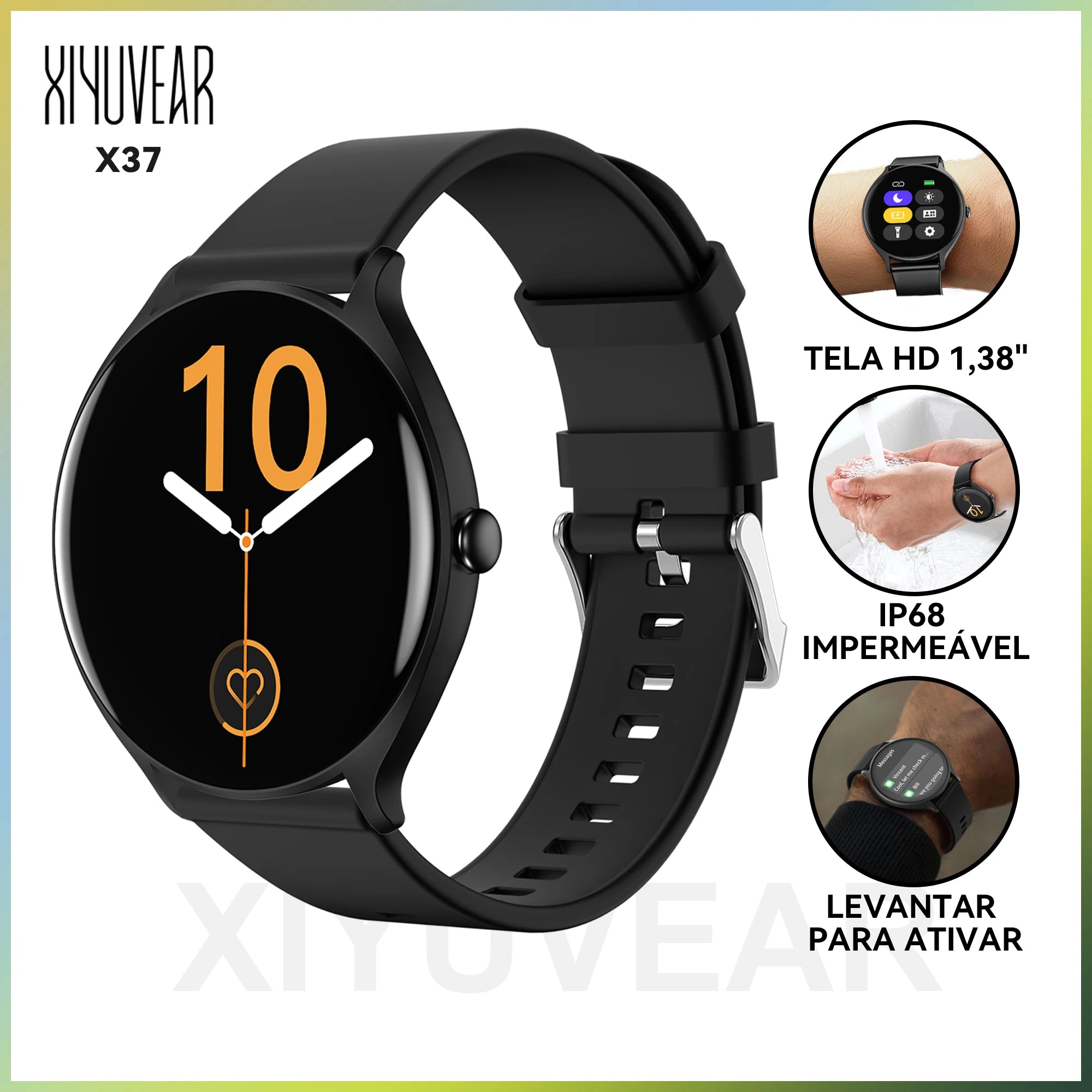 Smartwatch Round Screen 1,38 "Touch Sports Modes Calls and Messages Gift Men Women