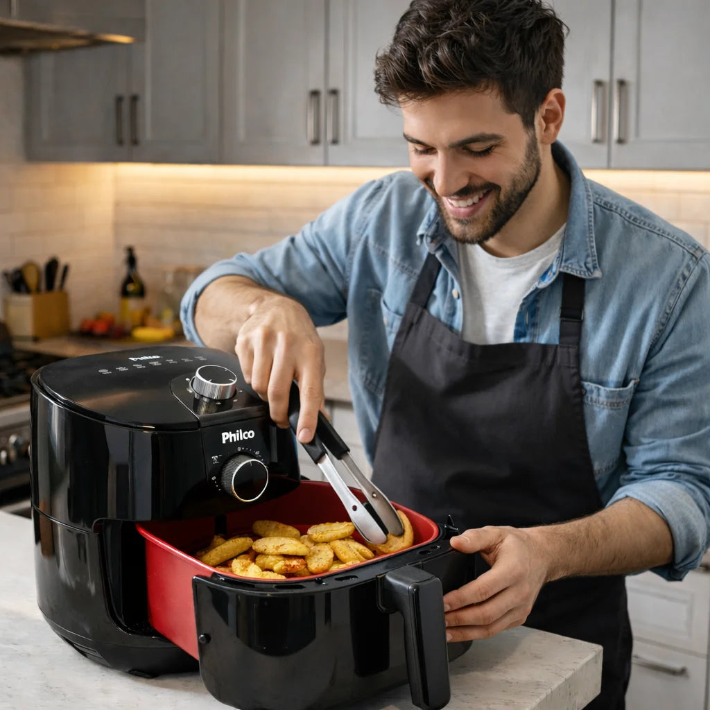 Air Fryer Philco 4L 1500W Oil Free Electric Fryer Non-stick Redstone 127V/220V Timer 60min