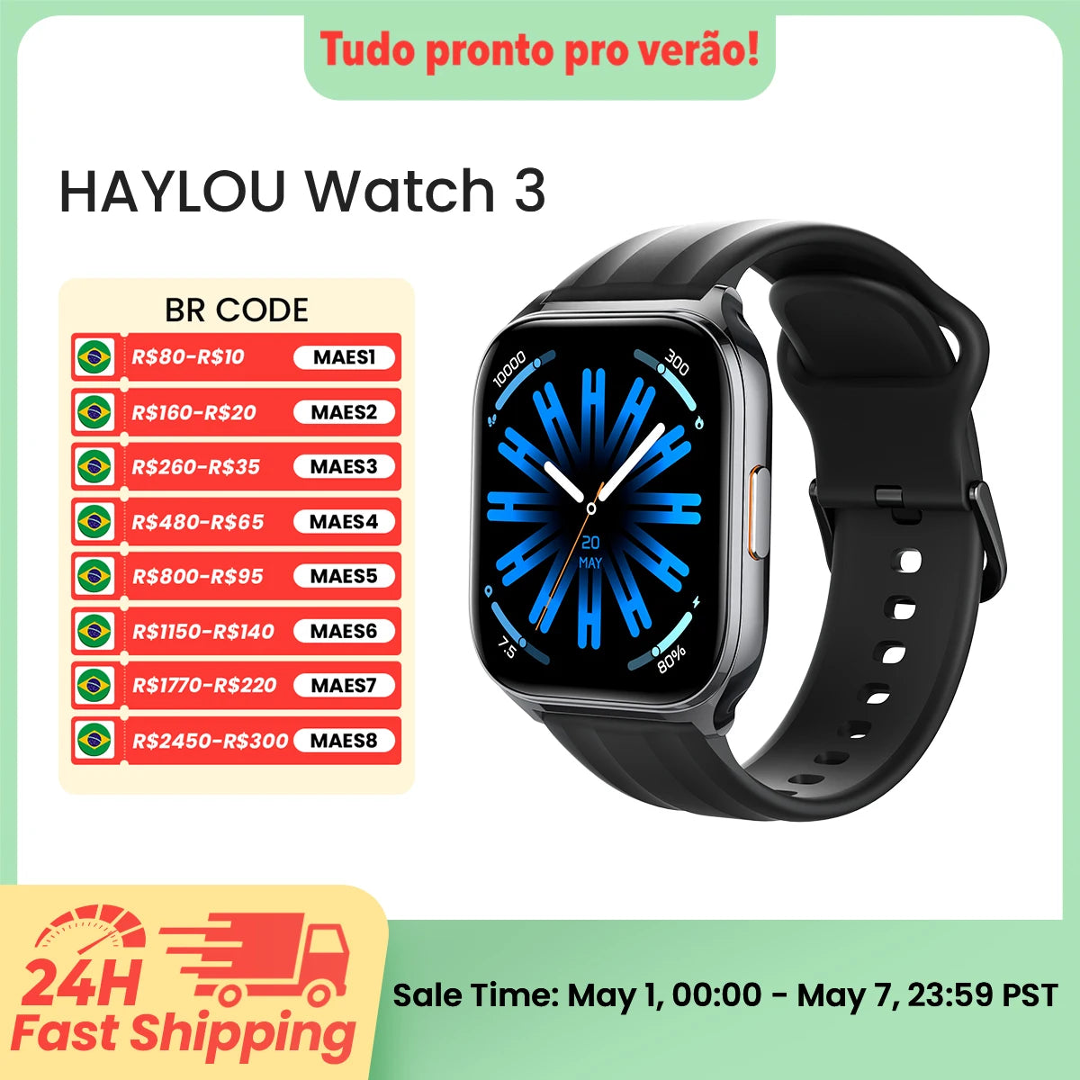 HAYLOU Watch 3 Voice Calling Smartwatch 1.85'' AMOLED Screen 24h Health Monitoring 150+ Sports Modes Smart Watch 1ATM Waterproof