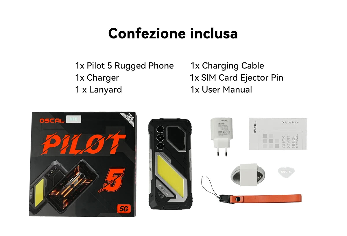Blackview OSCAL PILOT 5 5G Rugged Phone AI Smartphone 6.67" 2.4K Display 120Hz Display UNISOC T8100 8GB 256GB15000Am Battery