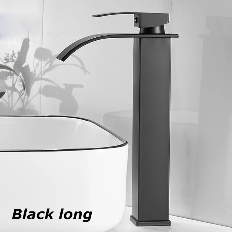 Bathroom Copper Core Waterfall Basin Faucet Stainless Steel Kitchen Wash Basin Hot and Cold Dual Control Faucet