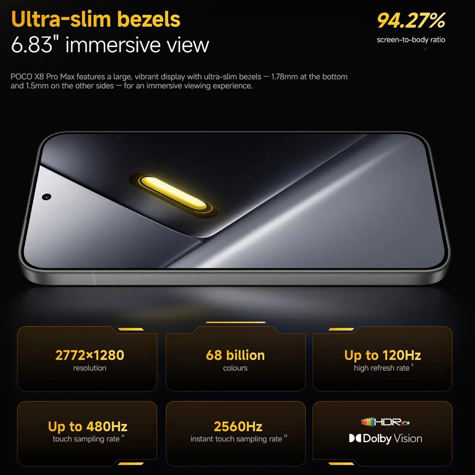 Global Version POCO X8 Pro Max Dimensity 9500s Smartphone 8500mAh (typ) 100W HyperCharge 6.83" 1.5K 120Hz IP68 POCO Cellphone