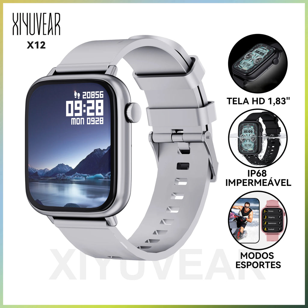 XIYUVEAR X12 Smartwatch 1,83 Touch Screen Calculator Sports Modes Messages Calls For Android IOS Men Women