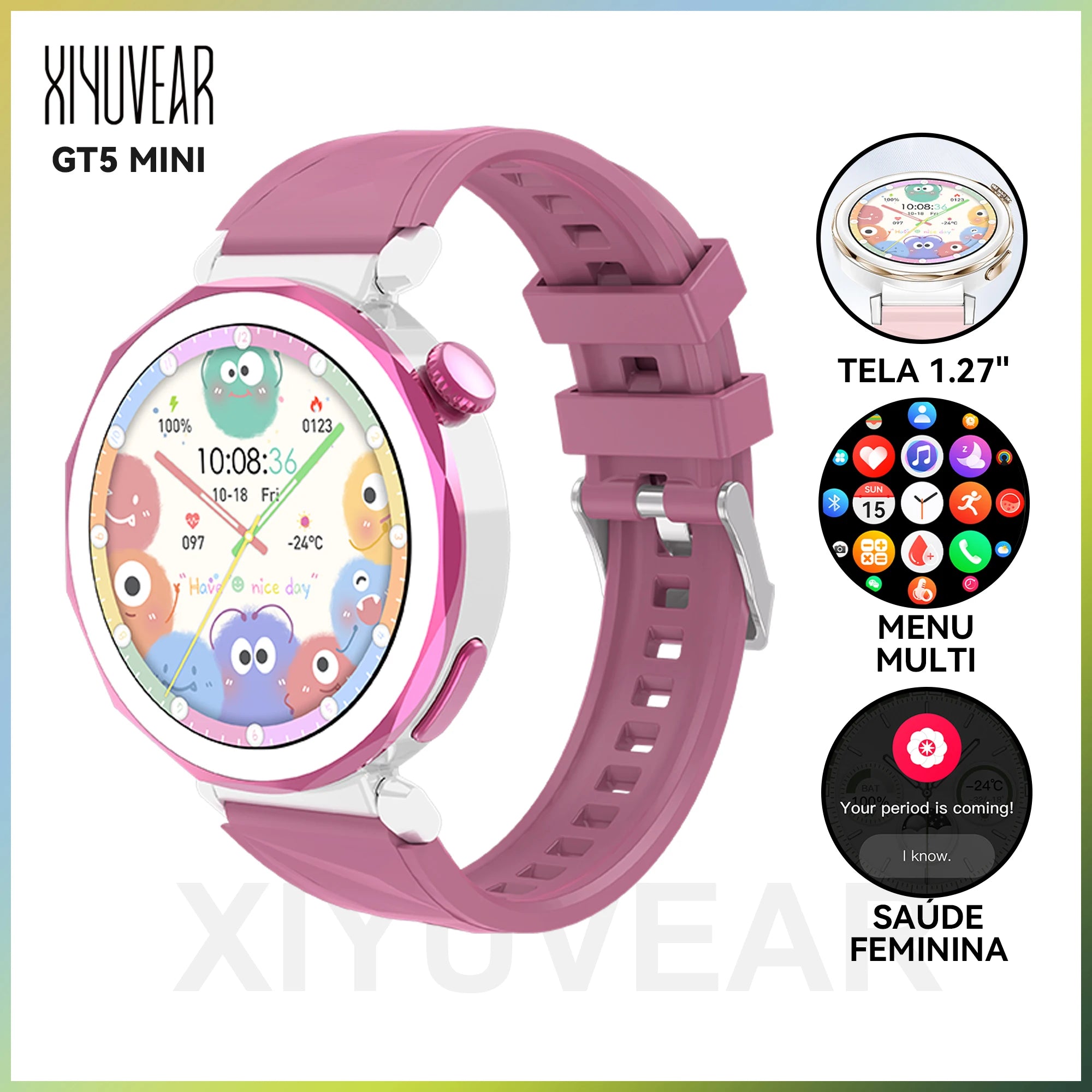 GT5 Mini Smartwatch Screen Touch 1,27 Sports Messages Calls Steps Gift Men Women
