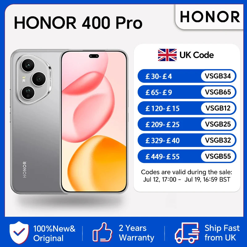 HONOR 400 Pro,EU Version,5G Smartphone,200MP AI Main Camera,6.7" AMOLED Screen,Snapdragon 8 Gen 3,5300mAh Battery,12GB+512GB