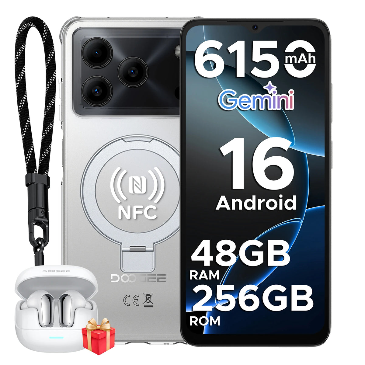DOOGEE Note 56 Plus Android 16 Mobile Phones 48GB + 256GB/2TB  6150mAh & 6.56 HD+ 90Hz Display Smartphone 50MP Camera/NFC/OTG