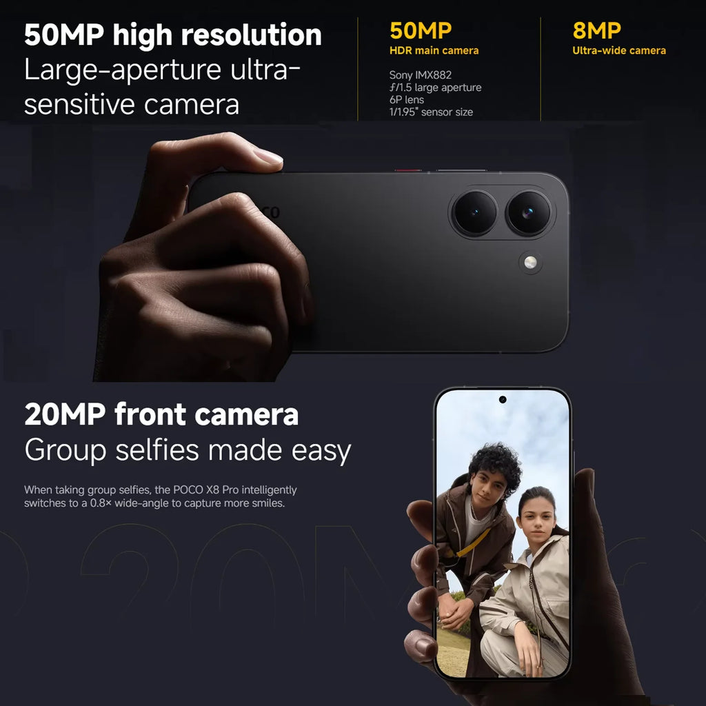 Global Version POCO X8 Pro Dimensity 8500-Ultra Processor Smartphone 6.59" 1.5K 120Hz Display 6500mAh(typ)  100W HyperCharge