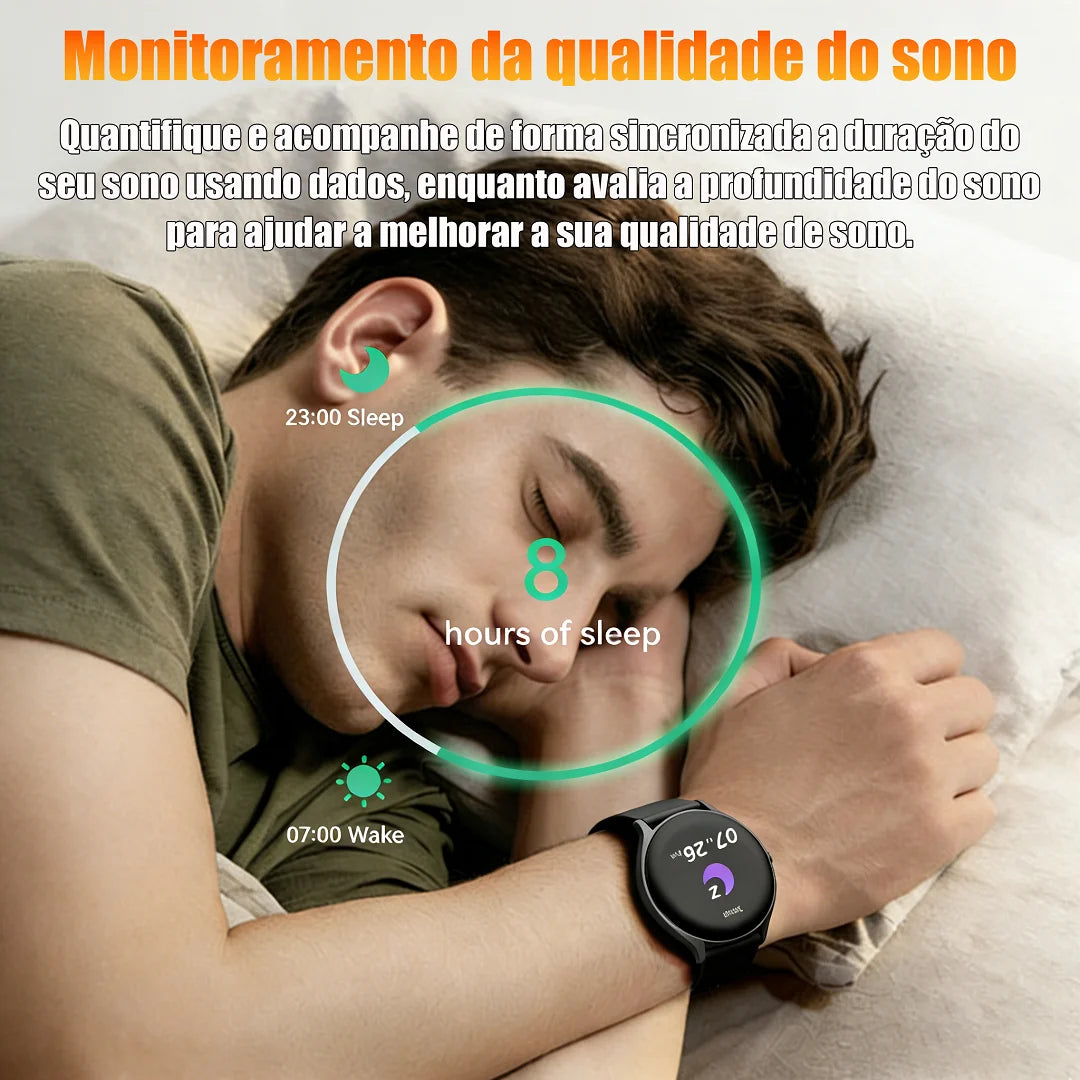Smartwatch Round Screen 1,38 "Touch Sports Modes Calls and Messages Gift Men Women