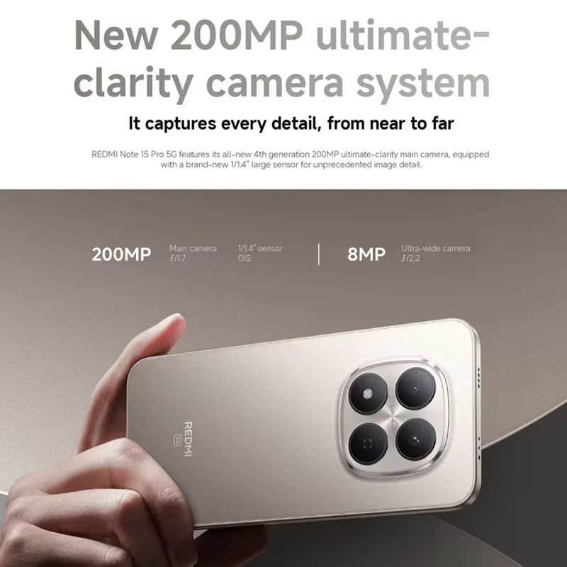 Global Version Redmi Note 15 Pro 5G Dimensity 7400-Ultra Smartphone 6580mAh 45W Battery 200MP OIS Main Camera Xiaomi Cellphone