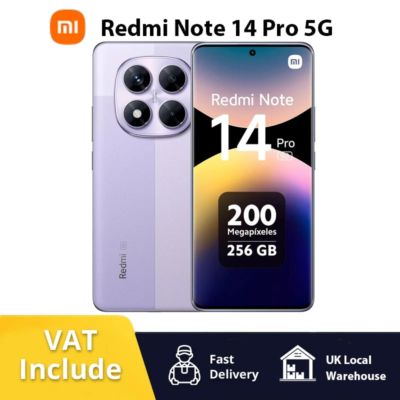 Redmi Note 14 Pro 5G NFC Smartphone Size 7300 + 200MP Camera 1.5K 120Hz AMOLED Display Screen