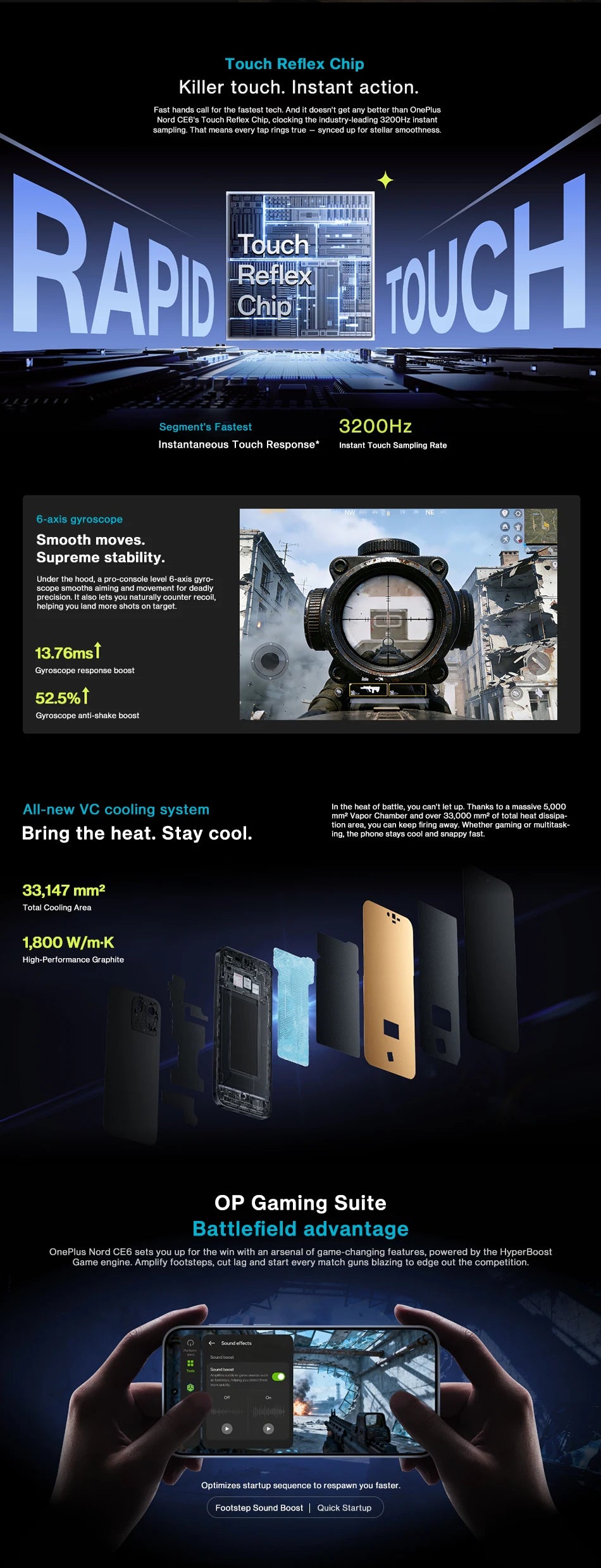 SIM Free OnePlus Nord CE 6 5G 8+256GB Mobile Phones 7500mAh 80W Snapdragon 7-series performance 144HZ 50MP Camera smart phone OxygenOS 16 IP69