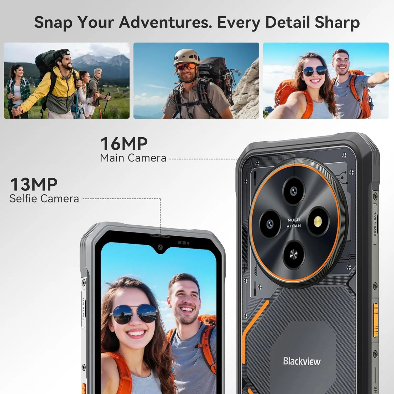 Blackview Fort 2 Rugged Phone Android 15 Smartphone, 6.5"HD+90Hz Dispaly, IP69K Waterproof 16MP+13MP Camera, NFC/OTG/GPS