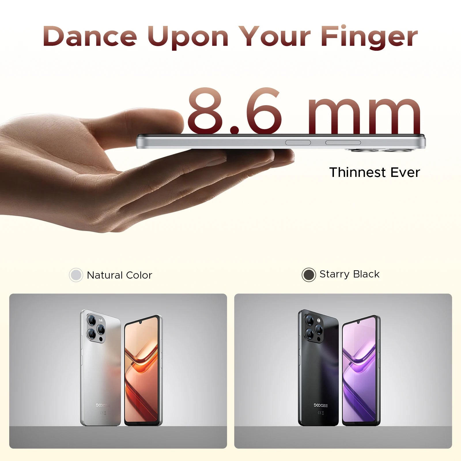 DOOGEE Note 58 Mobile Phones 6.75" HD+ Display Android 16 Smartphone 6250mAh 32GB(8GB RAM)+128GB+2TB Android Phones with Face ID