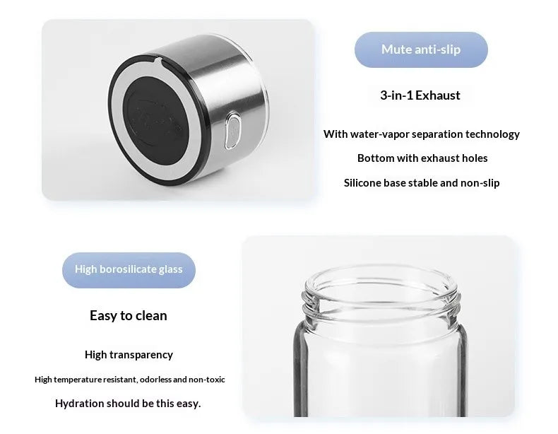 Portable Hydrogen Water Generator Bottle Rechargeable Electric Alkaline Ionizer Cup Hydrogen-Rich Water Health Care