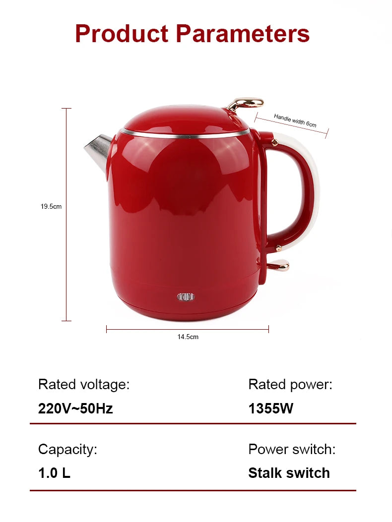 Thermostatic Electric Kettle Household 304 Stainless Steel Insulation Boiling Water Teapot Coffee Thermo Bottle Boiler Pot 1L