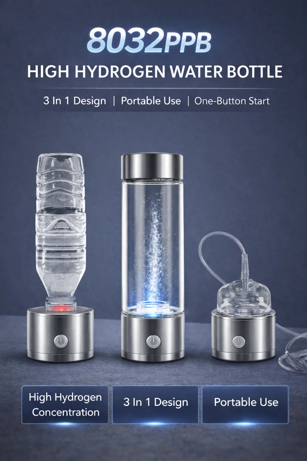 Portable Hydrogen Water Generator Bottle Rechargeable Electric Alkaline Ionizer Cup Hydrogen-Rich Water Health Care