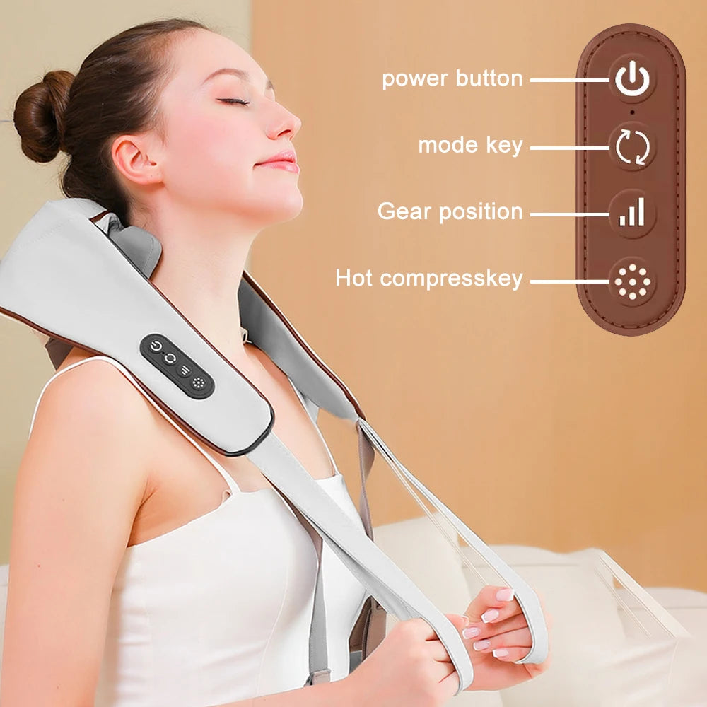USB- Deep Tissue Massager with Heating & Portable Heating - Wireless Full Body Suitable for Neck, Back, Shoulders, Legs