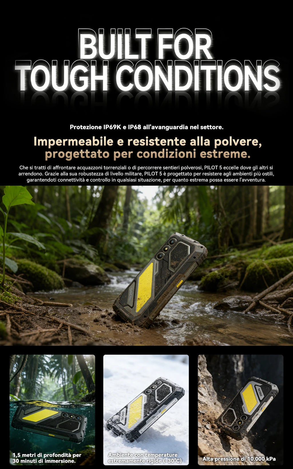 Blackview OSCAL PILOT 5 5G Rugged Phone AI Smartphone 6.67" 2.4K Display 120Hz Display UNISOC T8100 8GB 256GB15000Am Battery